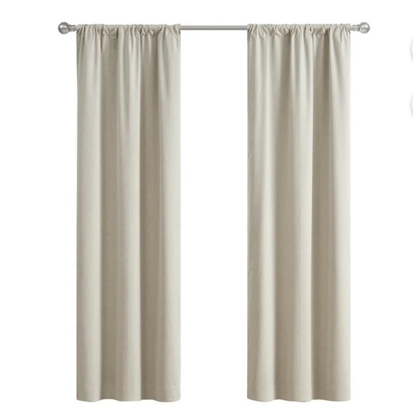 Mainstays Solid Linen Look Blackout Rod Pocket Curtain Panel Pair - Picture 5 of 7